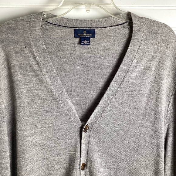 Brooks Brothers Wool Cardigan Sweaters for Men Size Large Gray Extra Fine Merino - Picture 2 of 12